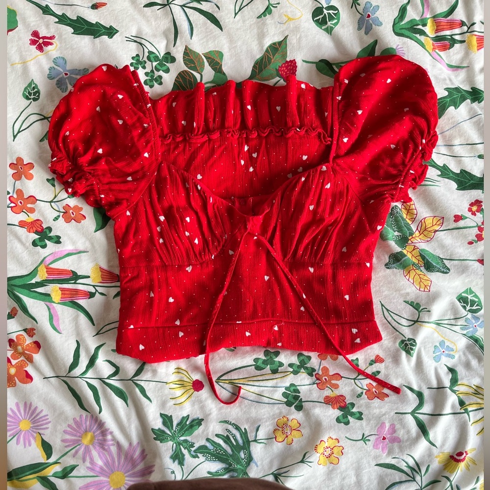 B-Smart Red Puff-Sleeve Ruffle Mini Dress - Picture 3 of 8